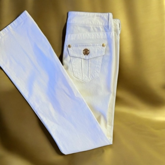 Roberto Cavalli Denim - VINTAGE Roberto Cavalli couture jeans Wide legged Boot cut Gorgeous gold accents